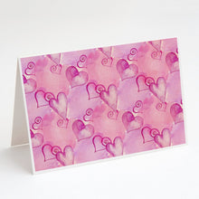 Load image into Gallery viewer, Watercolor Hot Pink Hearts Greeting Cards -  Blank Note Cards – 8-Pack of Artist-Designed Cards with Envelopes