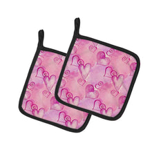 Load image into Gallery viewer, Watercolor Hot Pink Hearts Pot Holders - Set of 2 - Heat-Resistant Kitchen Essentials BB7564PTHD