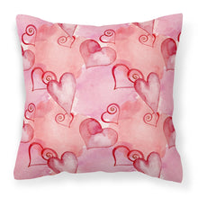 Load image into Gallery viewer, Watercolor Red Hearts Fabric Decorative Pillow BB7565PW1818