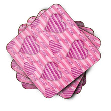 Load image into Gallery viewer, Watercolor Hot Pink Striped Hearts Foam Coaster  BB7566FC
