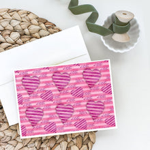 Load image into Gallery viewer, Watercolor Hot Pink Striped Hearts Greeting Cards -  Blank Note Cards – 8-Pack of Artist-Designed Cards with Envelopes
