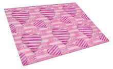 Load image into Gallery viewer, Watercolor Hot Pink Striped Hearts Glass Cutting Boards – Durable, Decorative Kitchen Art Large BB7566LCB