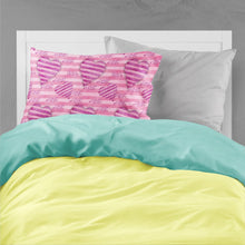 Load image into Gallery viewer, Watercolor Hot Pink Striped Hearts Fabric Standard Pillowcase – Artistic Decorative Front, White Back BB7566PILLOWCASE