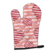 Load image into Gallery viewer, Watercolor Red Striped Hearts Oven Mitt BB7567OVMT