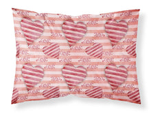Load image into Gallery viewer, Watercolor Red Striped Hearts Fabric Standard Pillowcase – Artistic Decorative Front, White Back BB7567PILLOWCASE