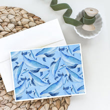 Load image into Gallery viewer, Watercolor Nautical Whales Greeting Cards -  Blank Note Cards – 8-Pack of Artist-Designed Cards with Envelopes