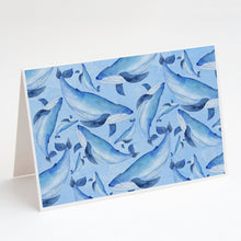 Load image into Gallery viewer, Watercolor Nautical Whales Greeting Cards -  Blank Note Cards – 8-Pack of Artist-Designed Cards with Envelopes