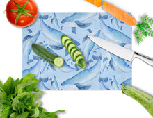 Load image into Gallery viewer, Watercolor Nautical Whales Glass Cutting Boards – Durable, Decorative Kitchen Art Large BB7575LCB