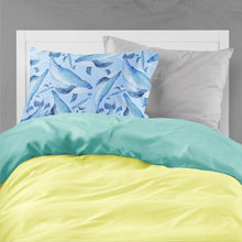 Load image into Gallery viewer, Watercolor Nautical Whales Fabric Standard Pillowcase – Artistic Decorative Front, White Back BB7575PILLOWCASE