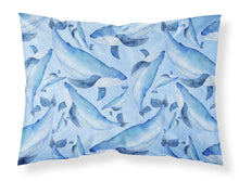 Load image into Gallery viewer, Watercolor Nautical Whales Fabric Standard Pillowcase – Artistic Decorative Front, White Back BB7575PILLOWCASE