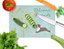 Load image into Gallery viewer, Welcome Friends Bernese Mountain Dog Glass Cutting Boards – Durable, Decorative Kitchen Art Large BB7579LCB