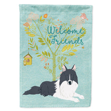 Load image into Gallery viewer, Welcome Friends Black White Collie Flag Canvas House Size BB7583CHF