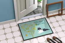 Load image into Gallery viewer, Welcome Friends Black White Collie Doormat - 18x27 Decorative Floor Mat – Indoor/Outdoor Rug with Artistic Flair BB7583MAT