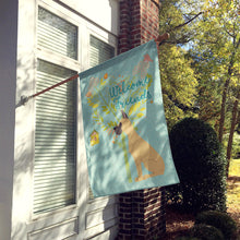 Load image into Gallery viewer, Welcome Friends Fawn Great Dane Cropped Ears Flag Canvas House Size BB7589CHF