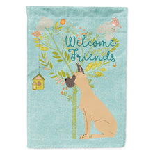 Load image into Gallery viewer, Welcome Friends Fawn Great Dane Cropped Ears Flag Canvas House Size BB7589CHF
