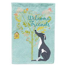 Load image into Gallery viewer, Welcome Friends Black White Greyhound Flag Canvas House Size BB7592CHF