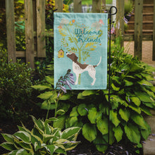 Load image into Gallery viewer, Welcome Friends Gun Dog Garden Flag – Teal Dog Yard Decor with Tree Illustration BB7593GF