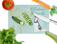 Load image into Gallery viewer, Welcome Friends Siberian Husky Glass Cutting Boards – Durable, Decorative Kitchen Art Large BB7594LCB