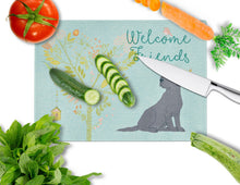 Load image into Gallery viewer, Welcome Friends Black Labrador Retriever Glass Cutting Boards – Durable, Decorative Kitchen Art Large BB7595LCB