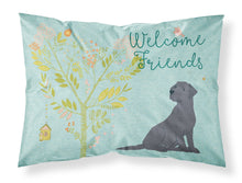 Load image into Gallery viewer, Welcome Friends Black Labrador Retriever Fabric Standard Pillowcase – Artistic Decorative Front, White Back BB7595PILLOWCASE