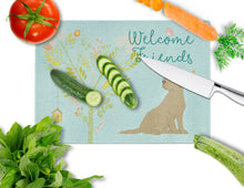Load image into Gallery viewer, Welcome Friends Chocolate Labrador Retriever Glass Cutting Boards – Durable, Decorative Kitchen Art Large BB7597LCB