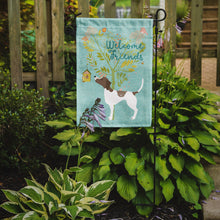 Load image into Gallery viewer, Welcome Friends Pointer Garden Flag – Teal Dog Yard Decor with Tree Illustration BB7598GF