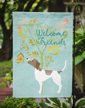 Load image into Gallery viewer, Welcome Friends Pointer Garden Flag – Teal Dog Yard Decor with Tree Illustration BB7598GF