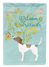 Load image into Gallery viewer, Welcome Friends Pointer Garden Flag – Teal Dog Yard Decor with Tree Illustration BB7598GF