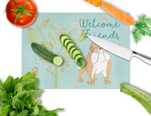 Load image into Gallery viewer, Welcome Friends English Bulldog Glass Cutting Boards – Durable, Decorative Kitchen Art Large BB7602LCB