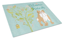 Load image into Gallery viewer, Welcome Friends English Bulldog Glass Cutting Boards – Durable, Decorative Kitchen Art Large BB7602LCB