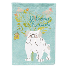 Load image into Gallery viewer, Welcome Friends English Bulldog White Flag Canvas House Size BB7603CHF