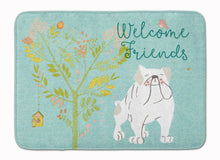 Load image into Gallery viewer, Welcome Friends English Bulldog White Machine Washable Memory Foam Mat BB7603RUG
