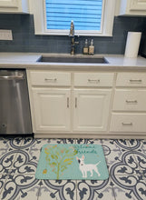 Load image into Gallery viewer, Welcome Friends White Patched Bull Terrier Machine Washable Memory Foam Mat BB7607RUG