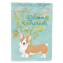 Load image into Gallery viewer, Welcome Friends Pembroke Welsh Corgi Red Flag Canvas House Size BB7608CHF