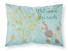 Load image into Gallery viewer, Welcome Friends Chocolate Poodle Fabric Standard Pillowcase – Artistic Decorative Front, White Back BB7612PILLOWCASE
