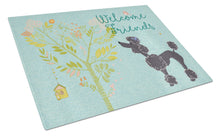 Load image into Gallery viewer, Welcome Friends Black Poodle Glass Cutting Boards – Durable, Decorative Kitchen Art Large BB7615LCB