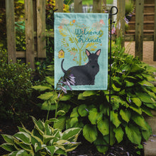 Load image into Gallery viewer, Welcome Friends Scottish Terrier Garden Flag – Teal Dog Yard Decor with Tree Illustration BB7616GF