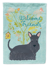 Load image into Gallery viewer, Welcome Friends Scottish Terrier Garden Flag – Teal Dog Yard Decor with Tree Illustration BB7616GF
