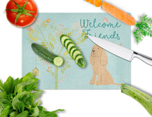 Load image into Gallery viewer, Welcome Friends Buff Cocker Spaniel Glass Cutting Boards – Durable, Decorative Kitchen Art Large BB7619LCB