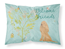 Load image into Gallery viewer, Welcome Friends Buff Cocker Spaniel Fabric Standard Pillowcase – Artistic Decorative Front, White Back BB7619PILLOWCASE