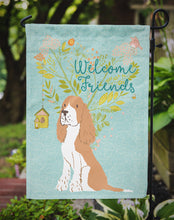 Load image into Gallery viewer, Welcome Friends Gold Springer Spaniel Garden Flag – Teal Dog Yard Decor with Tree Illustration BB7620GF