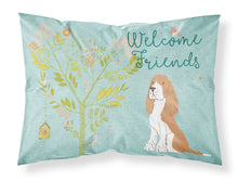 Load image into Gallery viewer, Welcome Friends Gold Springer Spaniel Fabric Standard Pillowcase – Artistic Decorative Front, White Back BB7620PILLOWCASE