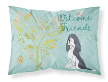 Load image into Gallery viewer, Welcome Friends Black Springer Spaniel Fabric Standard Pillowcase – Artistic Decorative Front, White Back BB7621PILLOWCASE