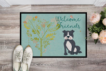 Load image into Gallery viewer, Welcome Friends Black Staffie Doormat - 18x27 Decorative Floor Mat – Indoor/Outdoor Rug with Artistic Flair BB7623MAT