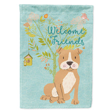 Load image into Gallery viewer, Welcome Friends Brown Staffie Flag Canvas House Size BB7624CHF