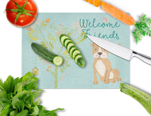 Load image into Gallery viewer, Welcome Friends Brown Staffie Glass Cutting Boards – Durable, Decorative Kitchen Art Large BB7624LCB