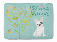 Load image into Gallery viewer, Welcome Friends Piebald French Bulldog Machine Washable Memory Foam Mat BB7634RUG