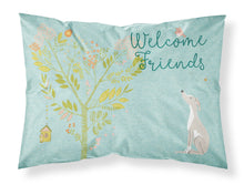 Load image into Gallery viewer, Welcome Friends Italian Greyhound Fabric Standard Pillowcase – Artistic Decorative Front, White Back BB7636PILLOWCASE