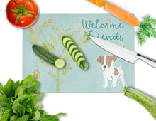 Load image into Gallery viewer, Welcome Friends Jack Russell Terrier Puppy Glass Cutting Boards – Durable, Decorative Kitchen Art Large BB7638LCB