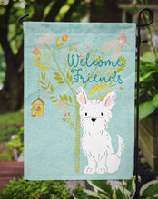 Load image into Gallery viewer, Welcome Friends Westie Garden Flag – Teal Dog Yard Decor with Tree Illustration BB7640GF